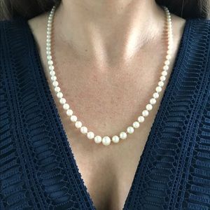 Vintage Pearl Necklace 21” Mother’s Day Gift